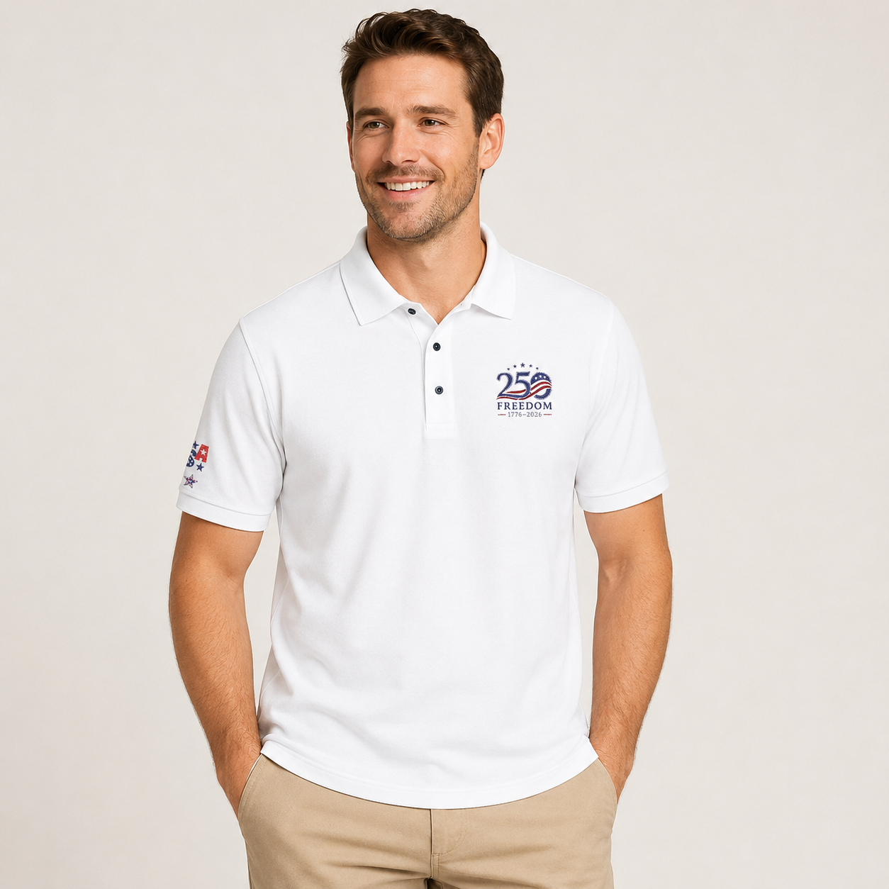 America 250 Freedom Embroidered Polo Shirt