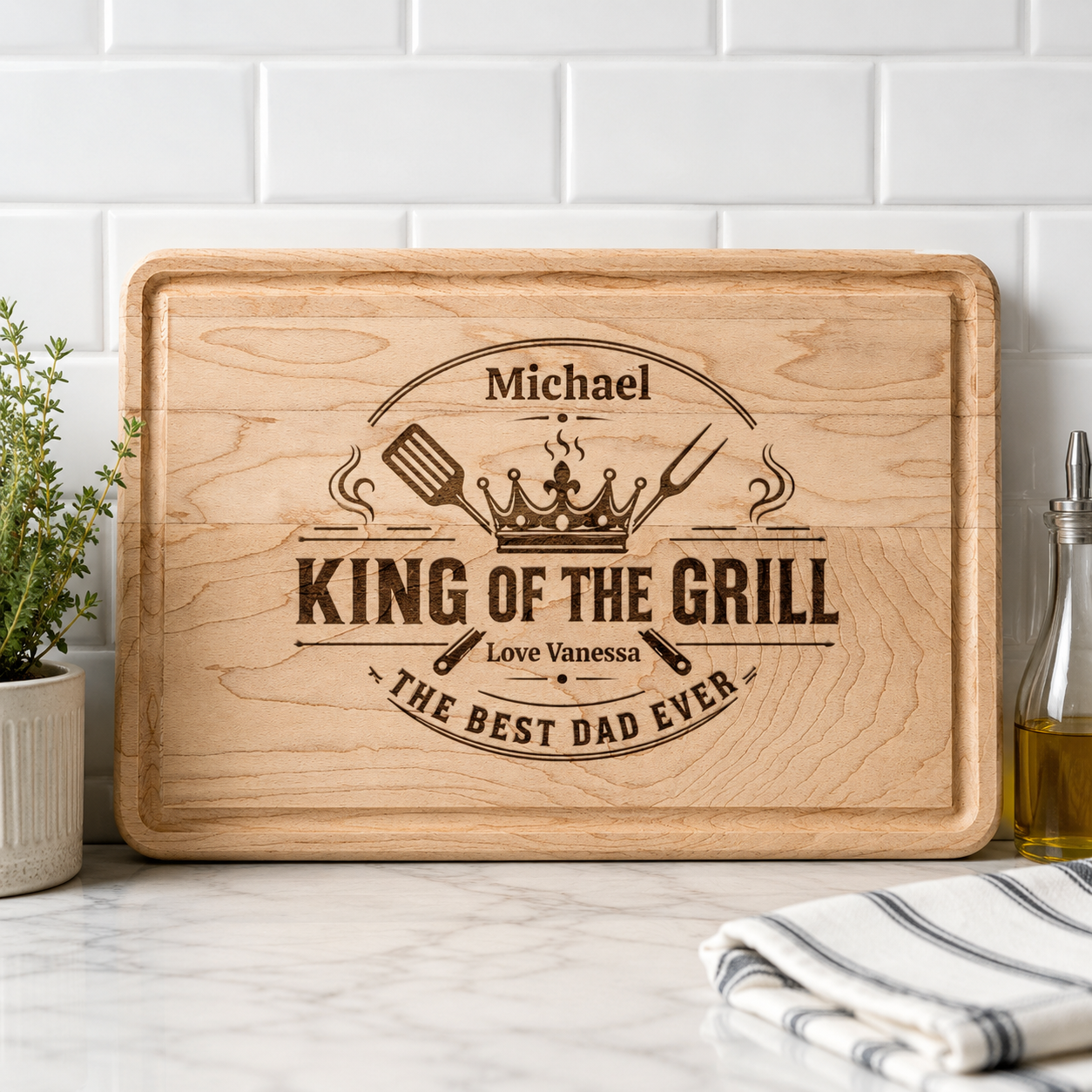 Personalized King of the Grill Cutting Board