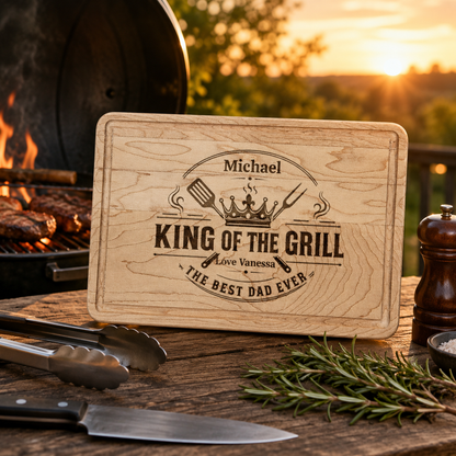 Personalized King of the Grill Cutting Board