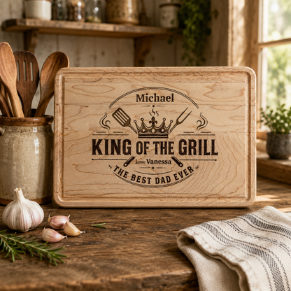 Personalized King of the Grill Cutting Board