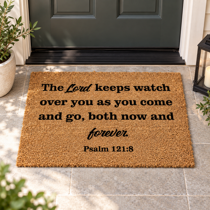 The Lord Keeps Watch Christian Doormat – Psalm 121:8 Inspirational Welcome Mat