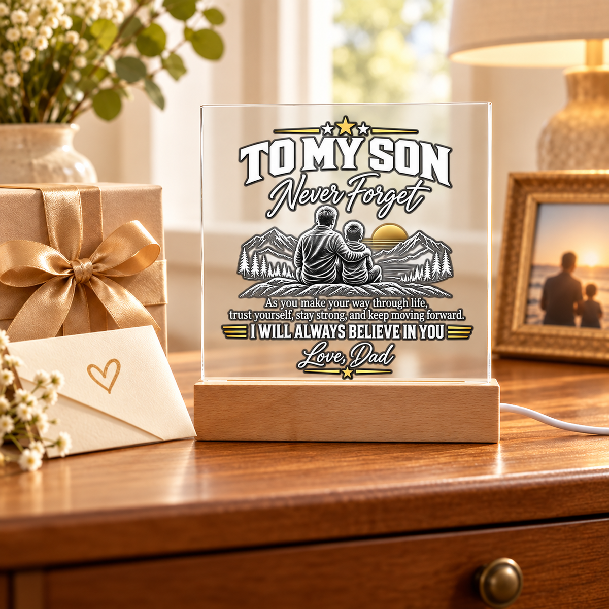 To My Son – Never Forget Acrylic LED Plaque | From , Dad