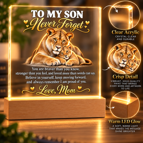 To My Son – Never Forget Acrylic LED Plaque From Mom