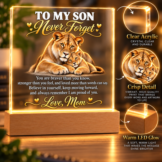To My Son – Never Forget Acrylic LED Plaque From Mom