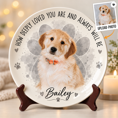 Personalized Pet Memorial Plate – Custom Dog Photo & Name Keepsake