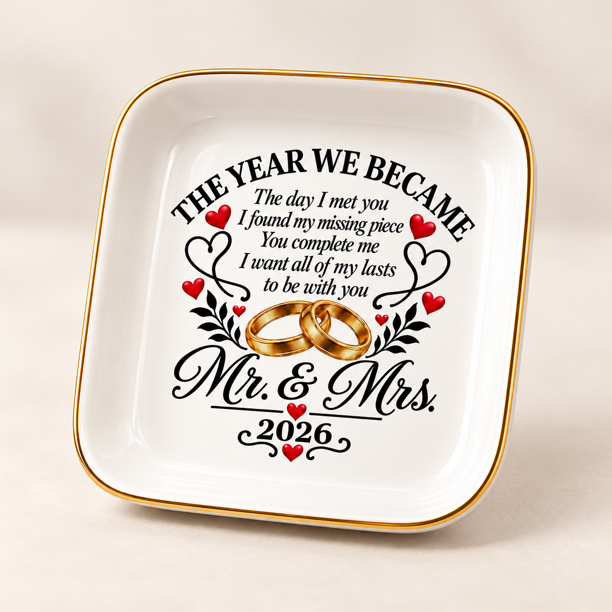 Personalized Mr. & Mrs. Wedding Anniversary Jewelry Dish