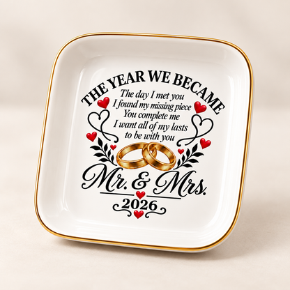 Personalized Mr. & Mrs. Wedding Anniversary Jewelry Dish