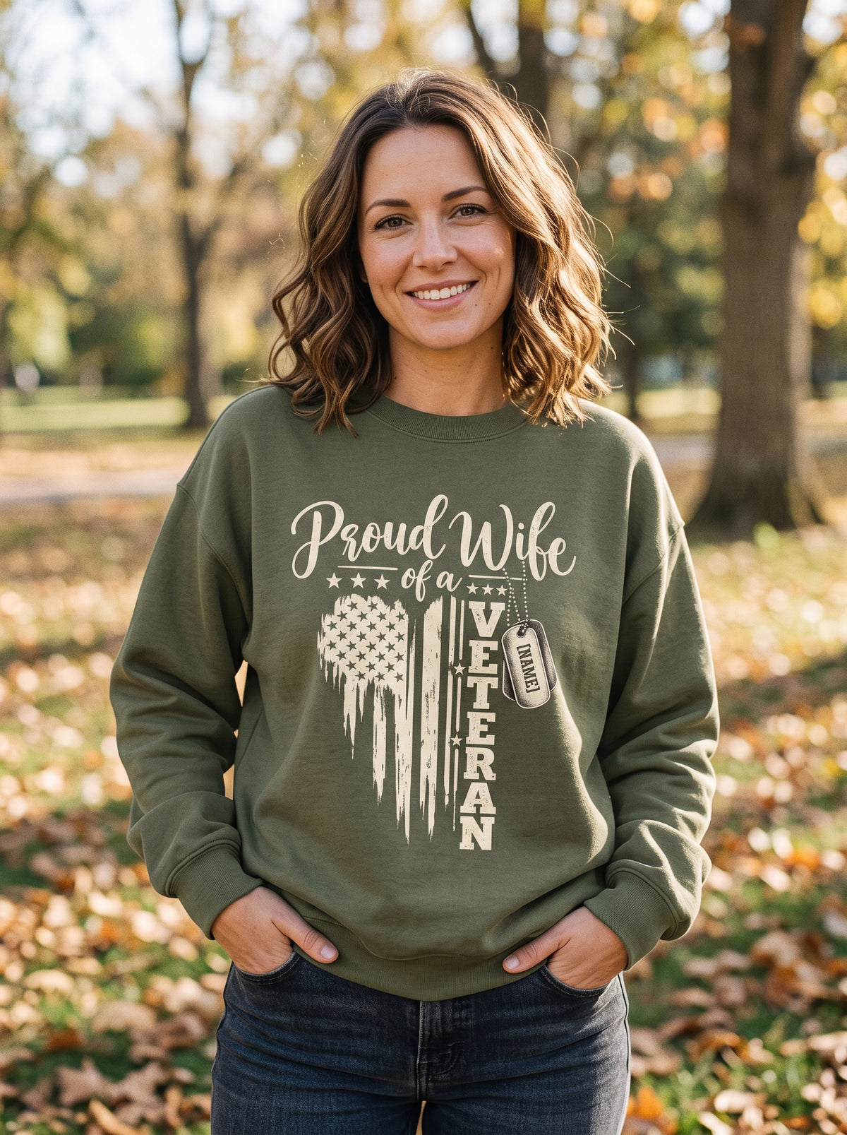 Personalized Proud Wife of a Veteran Sweatshirt – Military Wife Gift