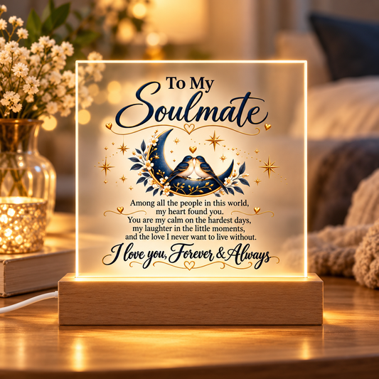 To My Soulmate Acrylic LED Plaque – Romantic Gift for Husband, Wife or Partner
