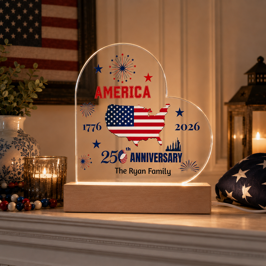 Personalized 250th Anniversary America Plaque | 1776–2026 Patriotic Keepsake
