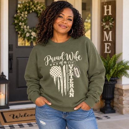 Personalized Proud Wife of a Veteran Sweatshirt – Military Wife Gift