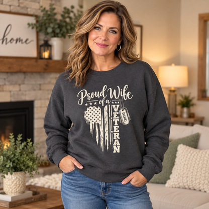 Personalized Proud Wife of a Veteran Sweatshirt – Military Wife Gift