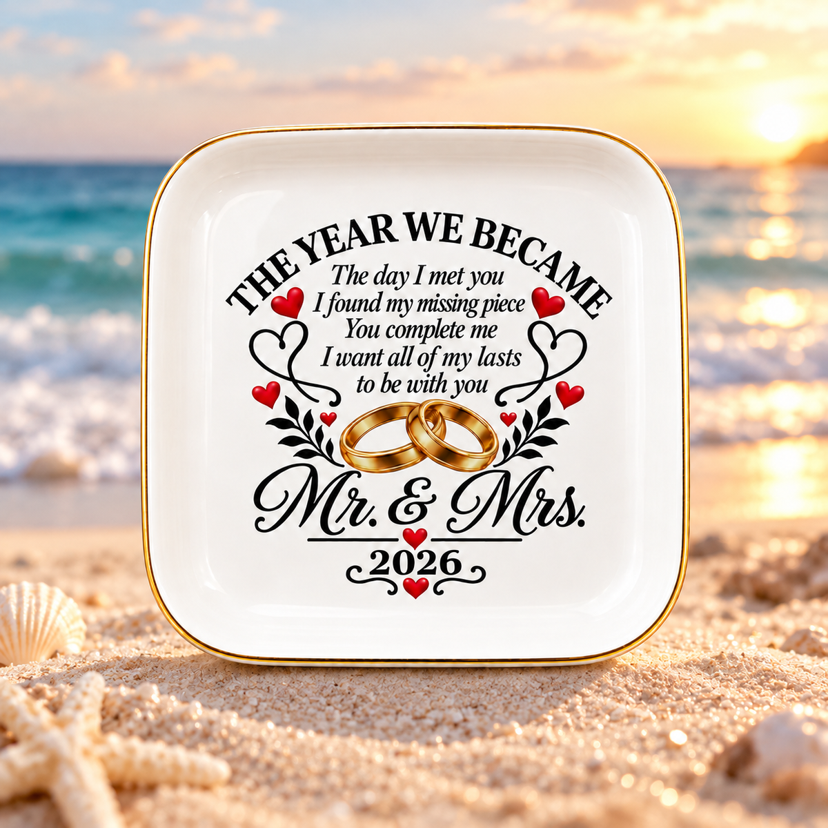 Personalized Mr. & Mrs. Wedding Anniversary Jewelry Dish