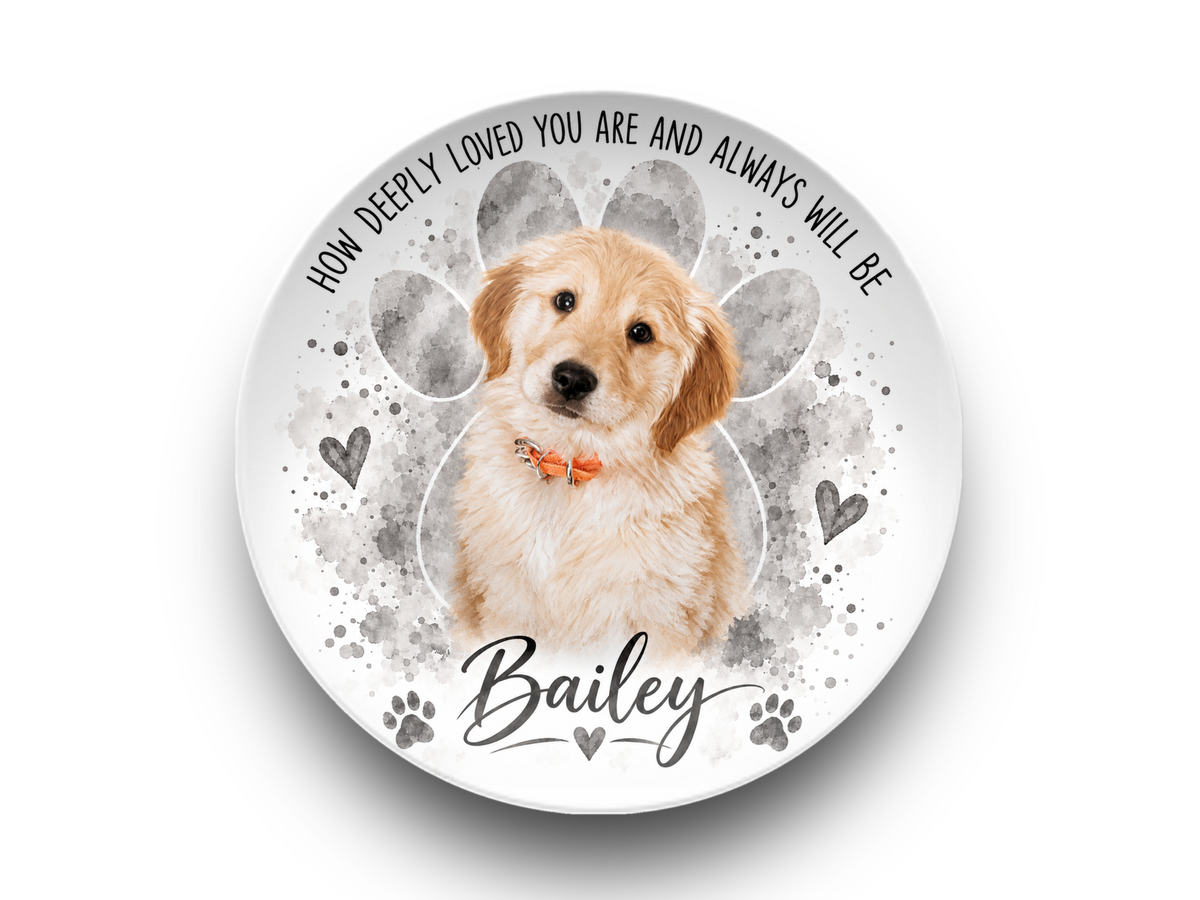 Personalized Pet Memorial Plate – Custom Dog Photo & Name Keepsake
