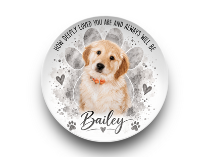 Personalized Pet Memorial Plate – Custom Dog Photo & Name Keepsake