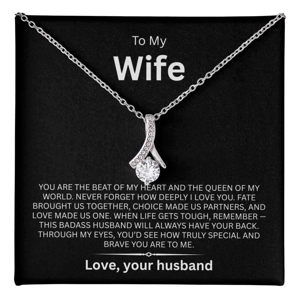 To My Wife Alluring Beauty Necklace with Message Card