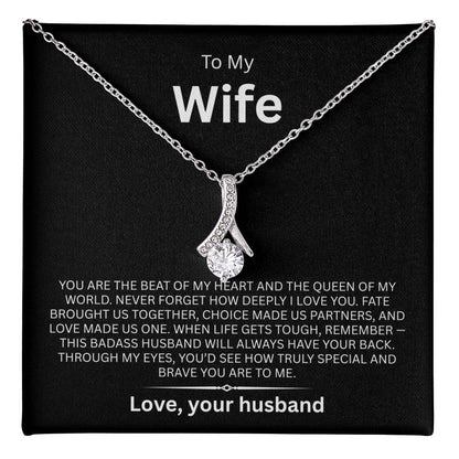 To My Wife Alluring Beauty Necklace with Message Card