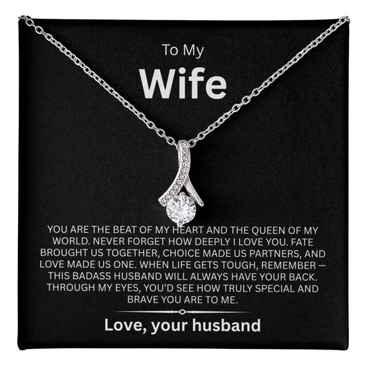To My Wife Alluring Beauty Necklace with Message Card