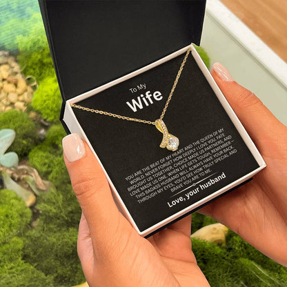 To My Wife Alluring Beauty Necklace with Message Card