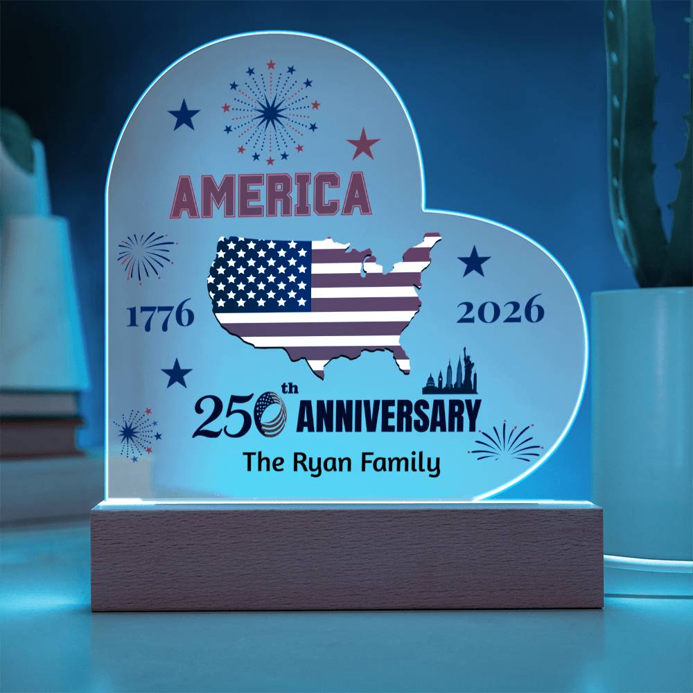 Personalized 250th Anniversary America Plaque | 1776–2026 Patriotic Keepsake