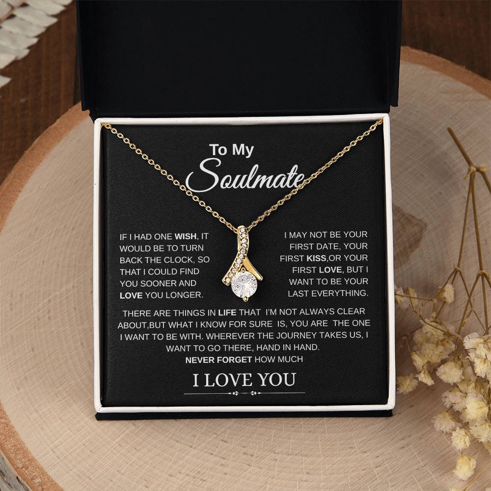 To My Soulmate Pendant Necklace – “I Love You” Message Card Gift