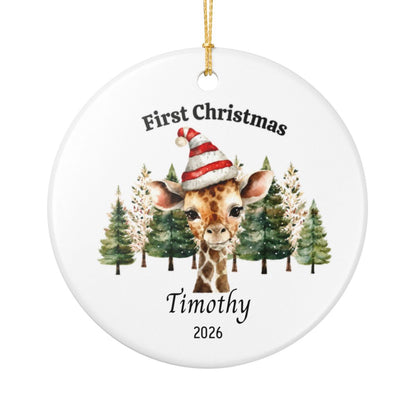 Personalized Baby’s First Christmas Ornament – Giraffe or Deer Design
