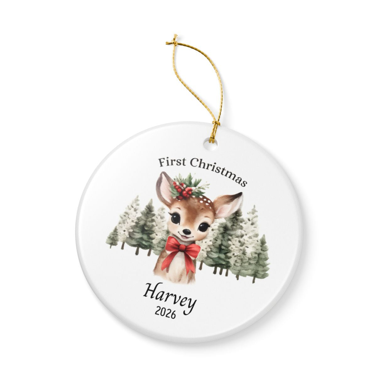 Personalized Baby’s First Christmas Ornament – Giraffe or Deer Design