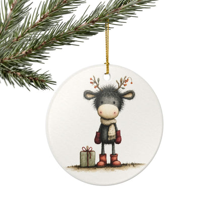 Cozy Christmas Moose Ceramic Ornament – Festive Holiday Keepsake