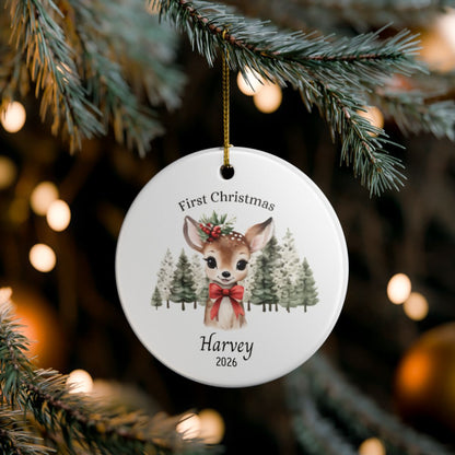 Personalized Baby’s First Christmas Ornament – Giraffe or Deer Design
