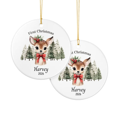 Personalized Baby’s First Christmas Ornament – Giraffe or Deer Design