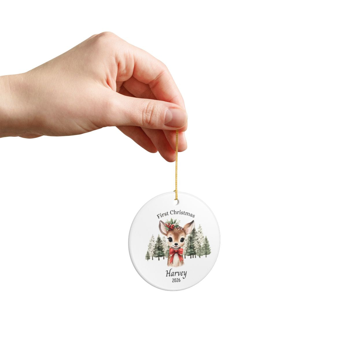 Personalized Baby’s First Christmas Ornament – Giraffe or Deer Design