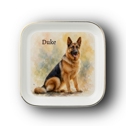 Personalized Pet Portrait Jewelry Dish – Custom Photo & Pet Name Keepsake