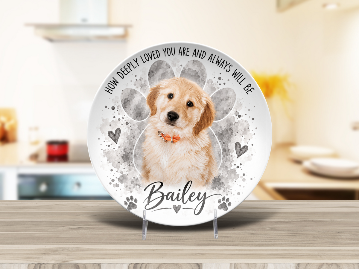 Personalized Pet Memorial Plate – Custom Dog Photo & Name Keepsake