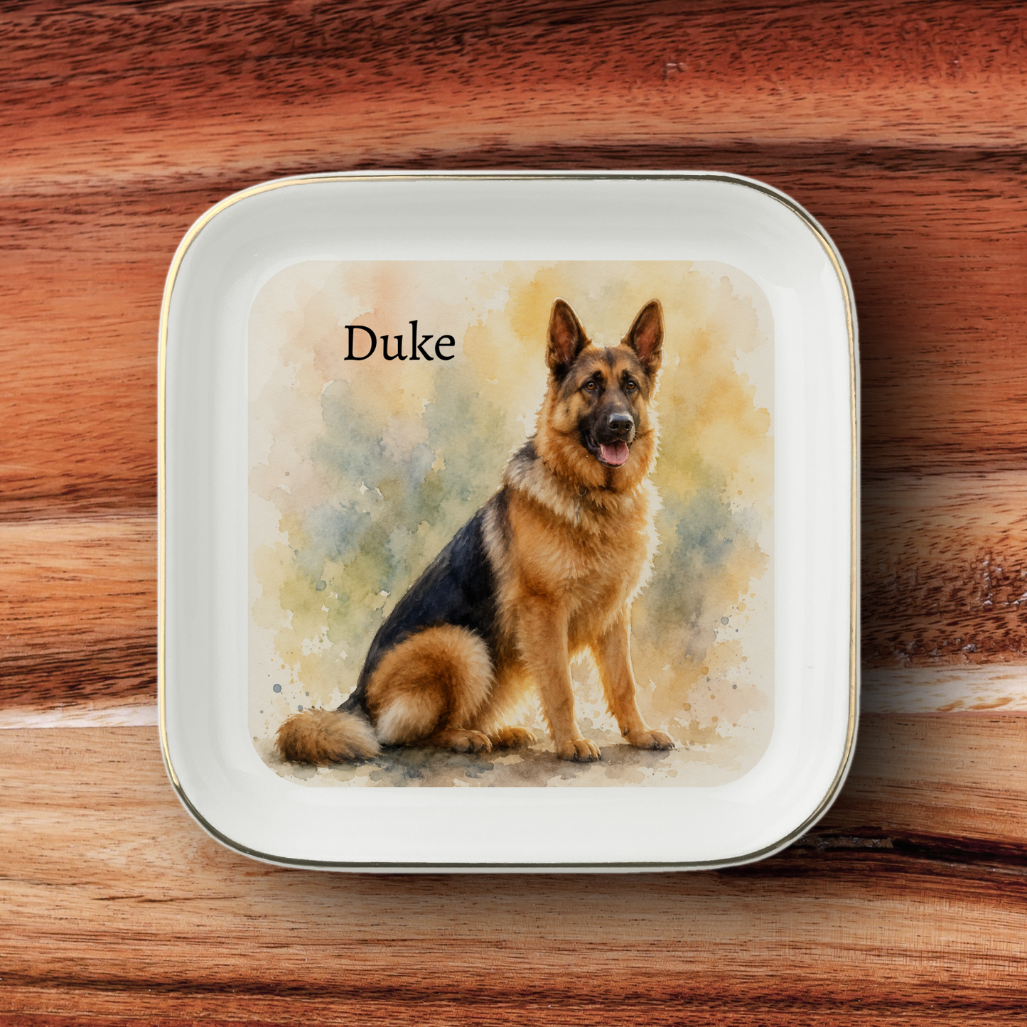 Personalized Pet Portrait Jewelry Dish – Custom Photo & Pet Name Keepsake