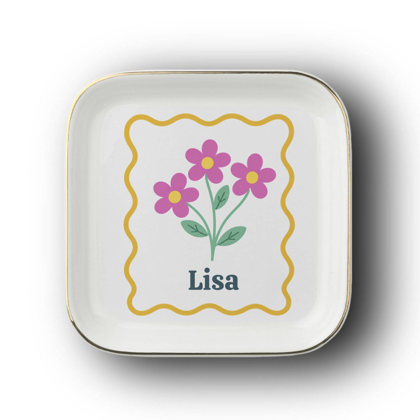 Personalized Floral Jewelry Dish – Custom Name Keepsake