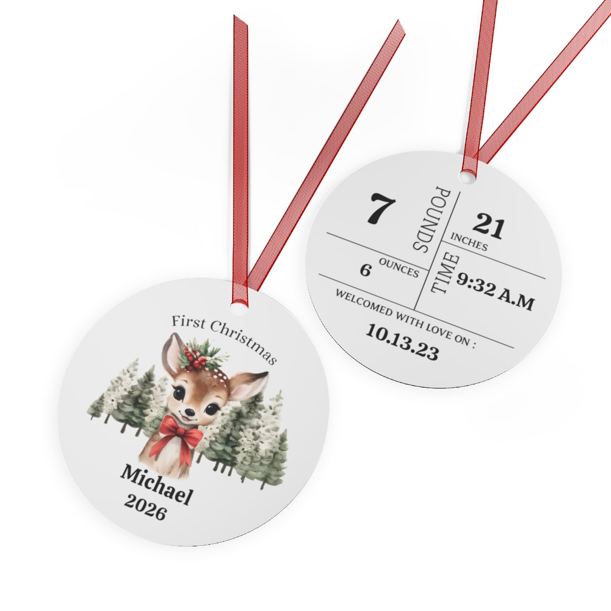 Baby’s First Christmas Personalized Ornament – Fawn Keepsake