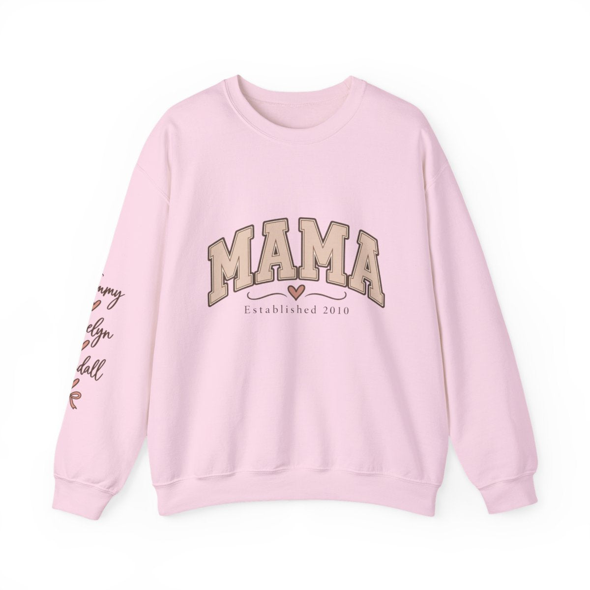 Personalized MAMA Sweatshirt – Custom Kids' Names on Sleeve & Established Year | Gift for Mom