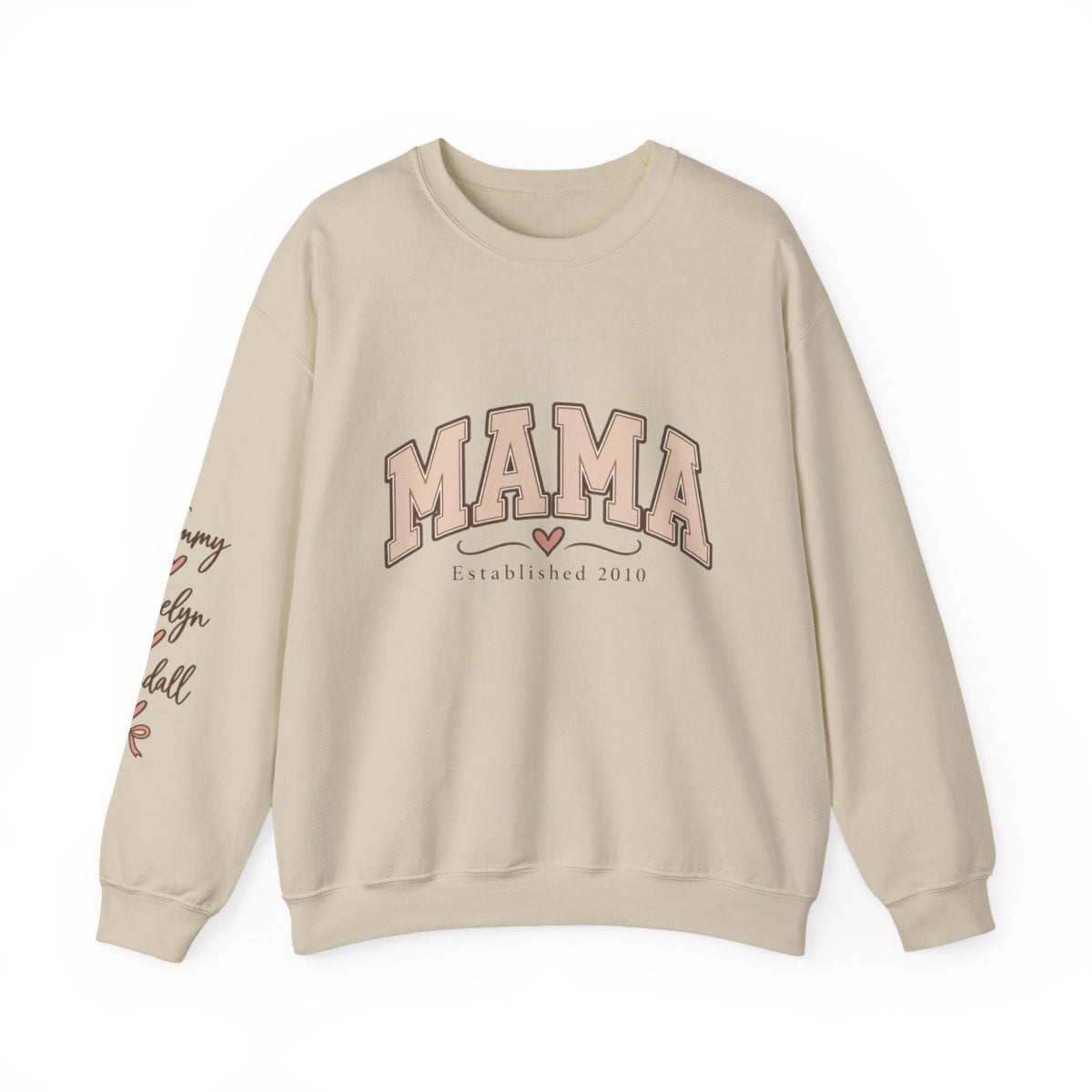 Personalized MAMA Sweatshirt – Custom Kids' Names on Sleeve & Established Year | Gift for Mom